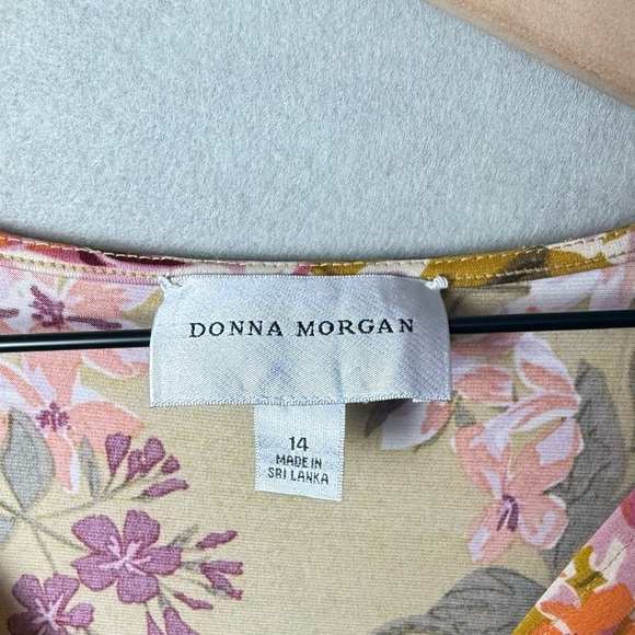 Donna Morgan Women’s Floral Print Yellow Dress Belted size 14 - Picture 8 of 10